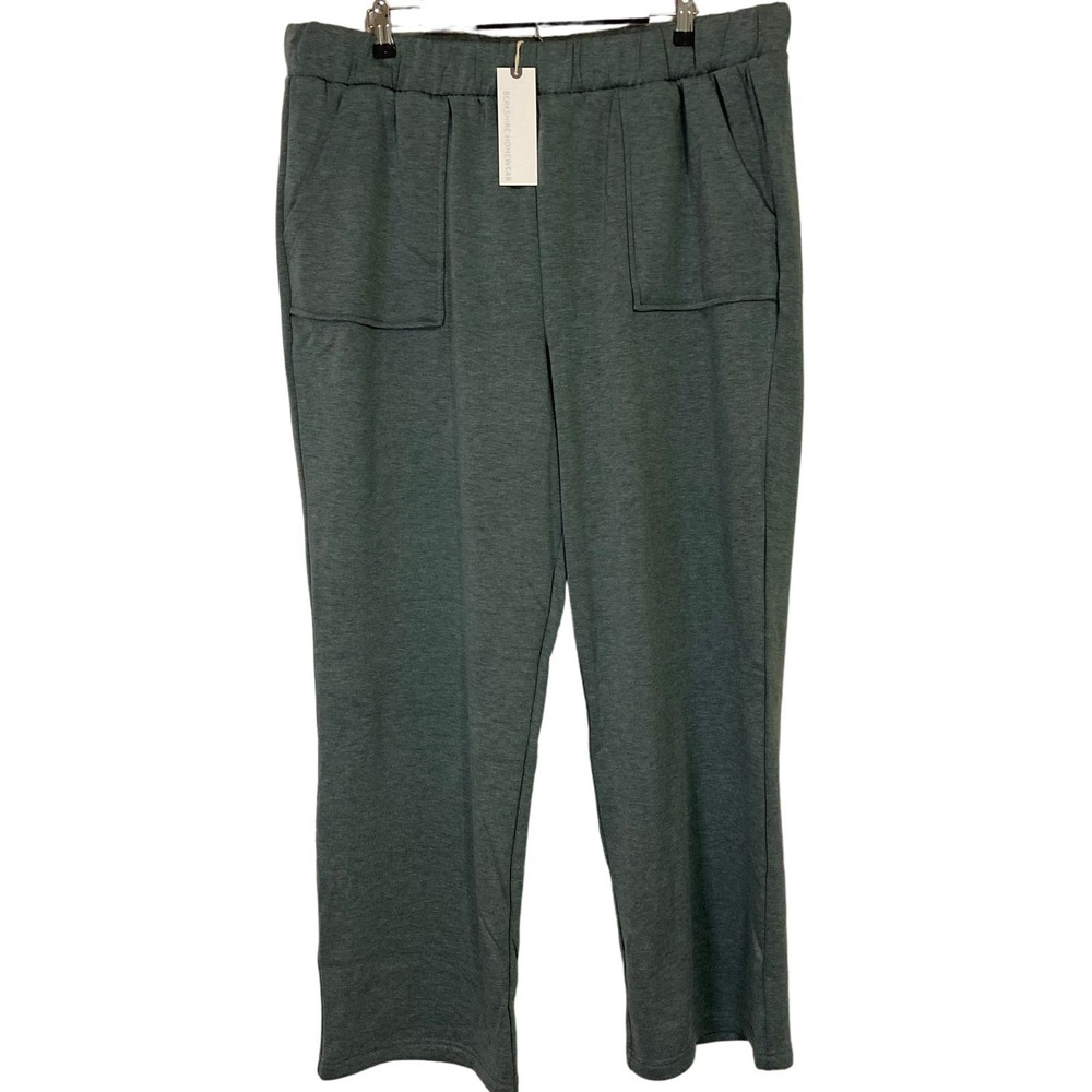 A623291 BERKSHIRE HOMEWEAR Jersey Plush Straight Leg Pant Pine Grove XL